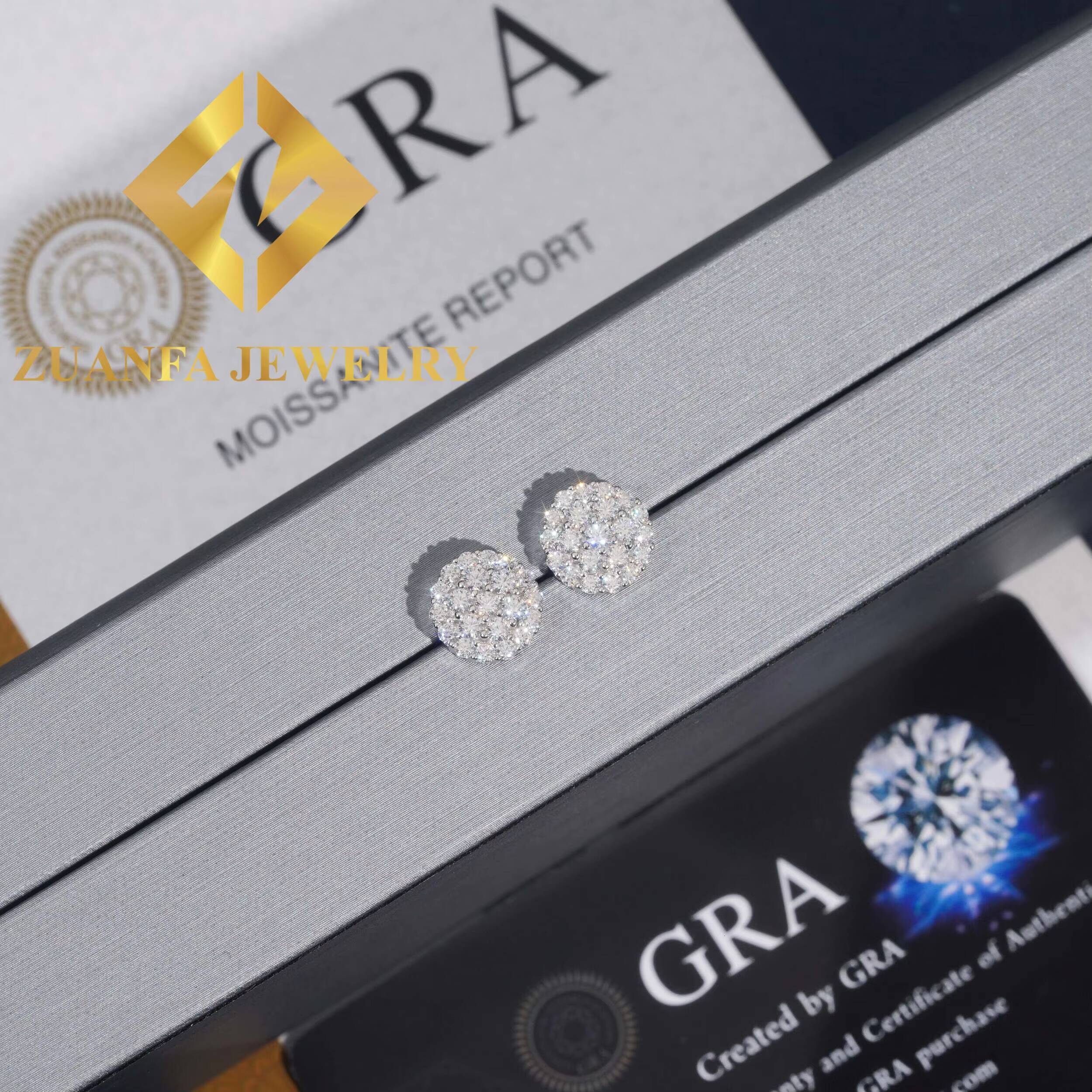 Wholesale Price Hip Hop Fashion Stud Earring 925 Sterling Silver VVS Moissanite Fully Iced Out Stud Earring