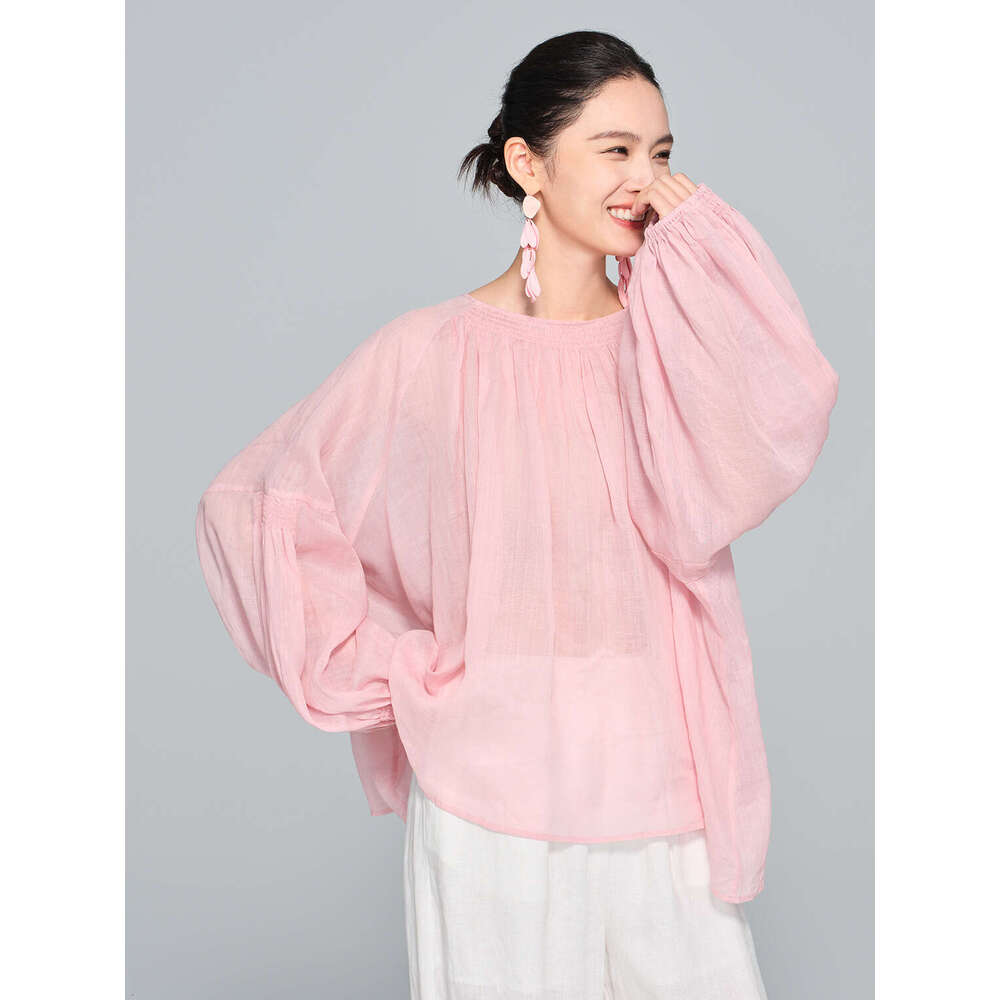 Zhihetang New Chinese Style Linen Artistic Loose Plus Size Women's Top Autumn Casual Shirt LEEGO LENS