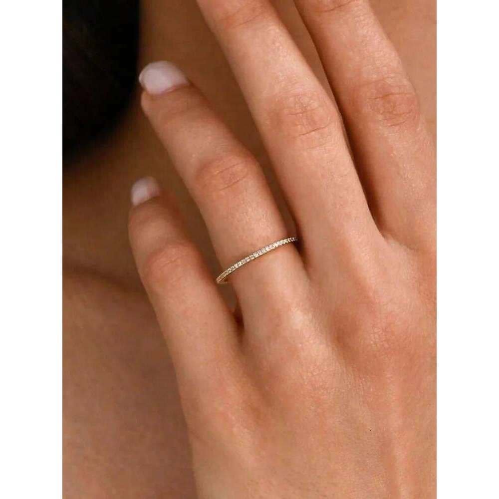 925 Sterling Silver 1.4MM 1.6MM 1.8MM Full Zircon Fashionable Ring For Women Engagement Wedding Luxury High Quality Fine Jewelry XJ260130