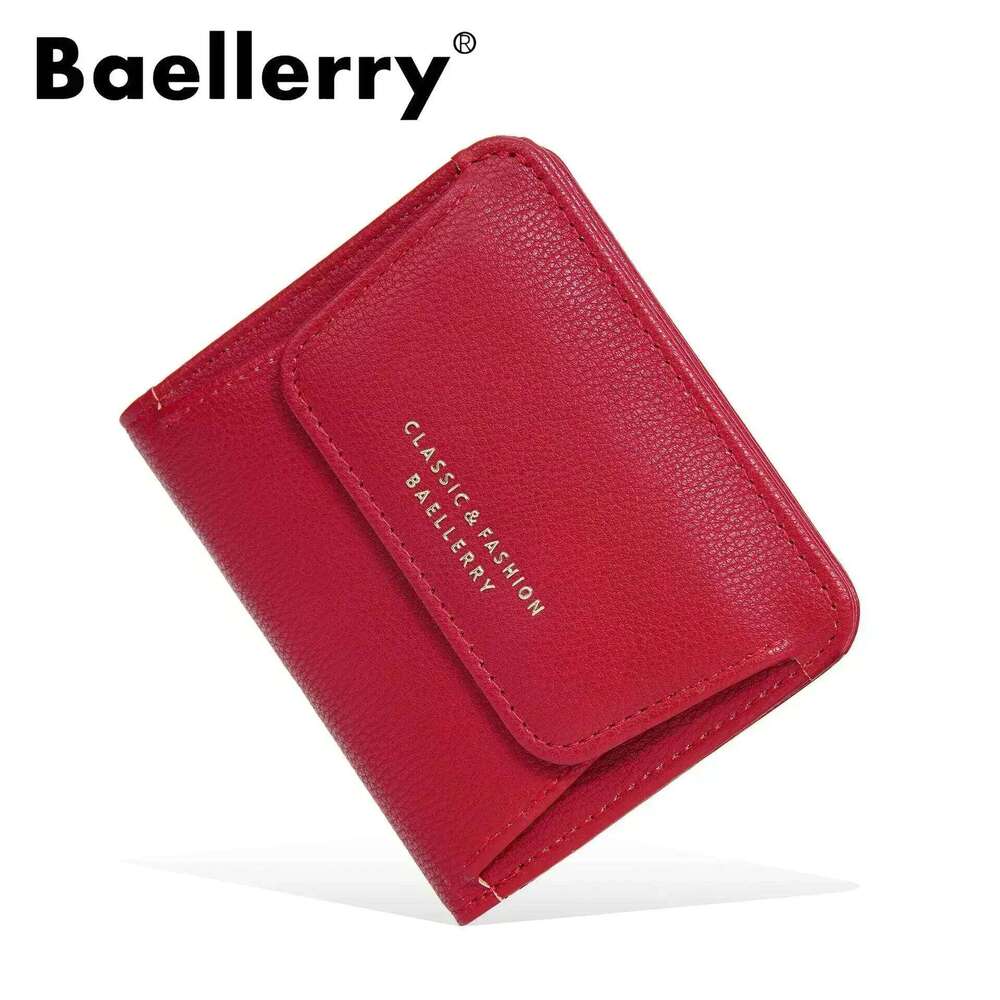 2024New Short Mini Wallets for Women PU Leather Card Holder Solid Coin Purse Female Multi-functional Fashion Small Red Wallet Z260130