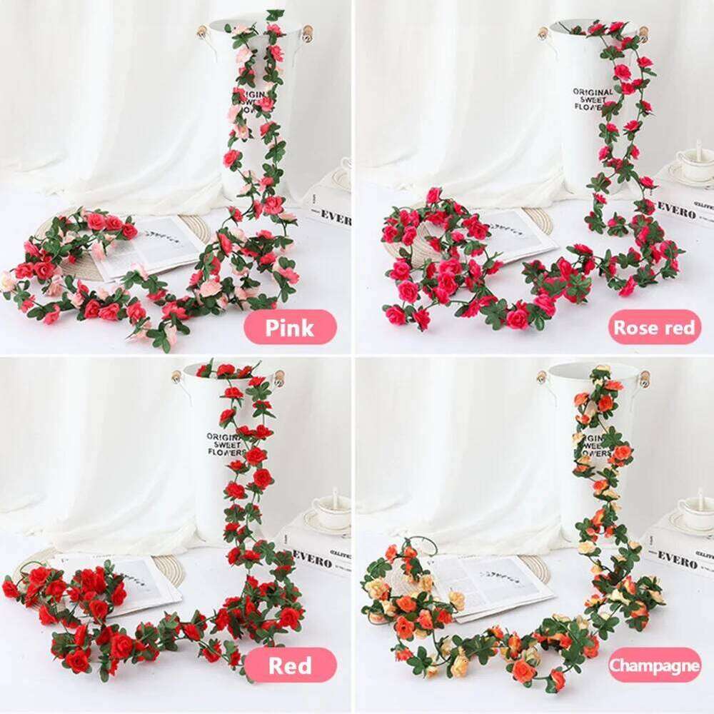 Garland Artificial Rose Hanging Fake Flower Wall Decor Vines Ivy Garlands for Wedding Party Craft Y260130