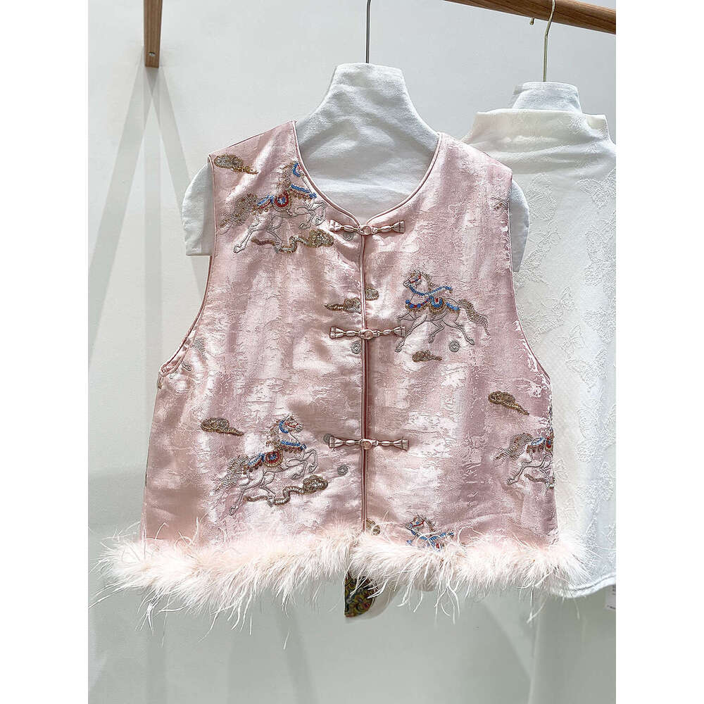 Zhihetang New Chinese National Style Women's Vest Winter Design Jacquard Embroidered Top LEEGO LENS