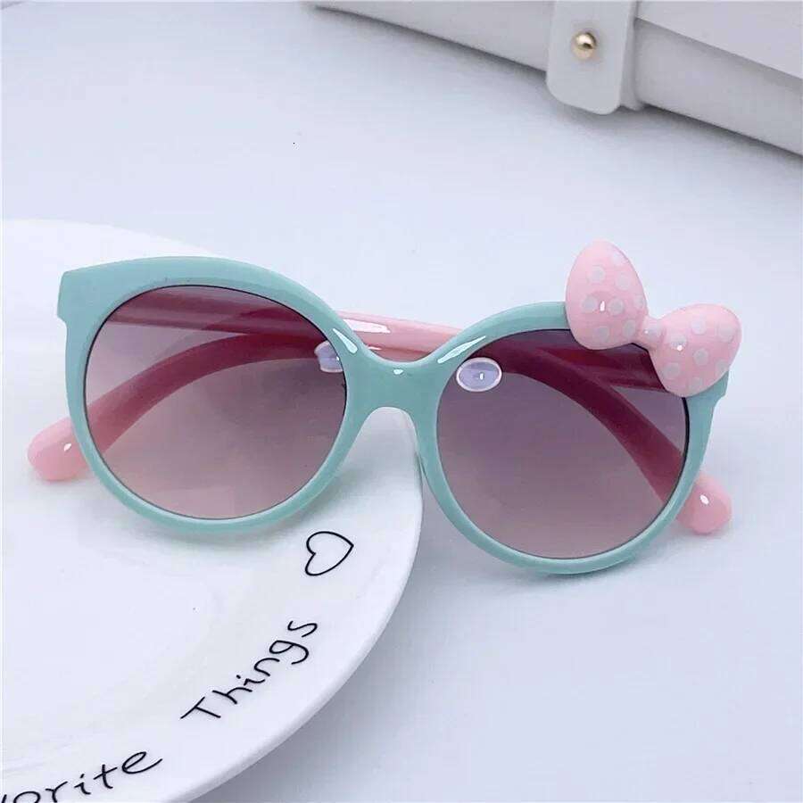 Kids Sunglasses Girls Boys Shiny Bowknot Sun Glasses Lovely Cat Children Eyewear Fashion Gradient Eyeglasses UV400 H260130