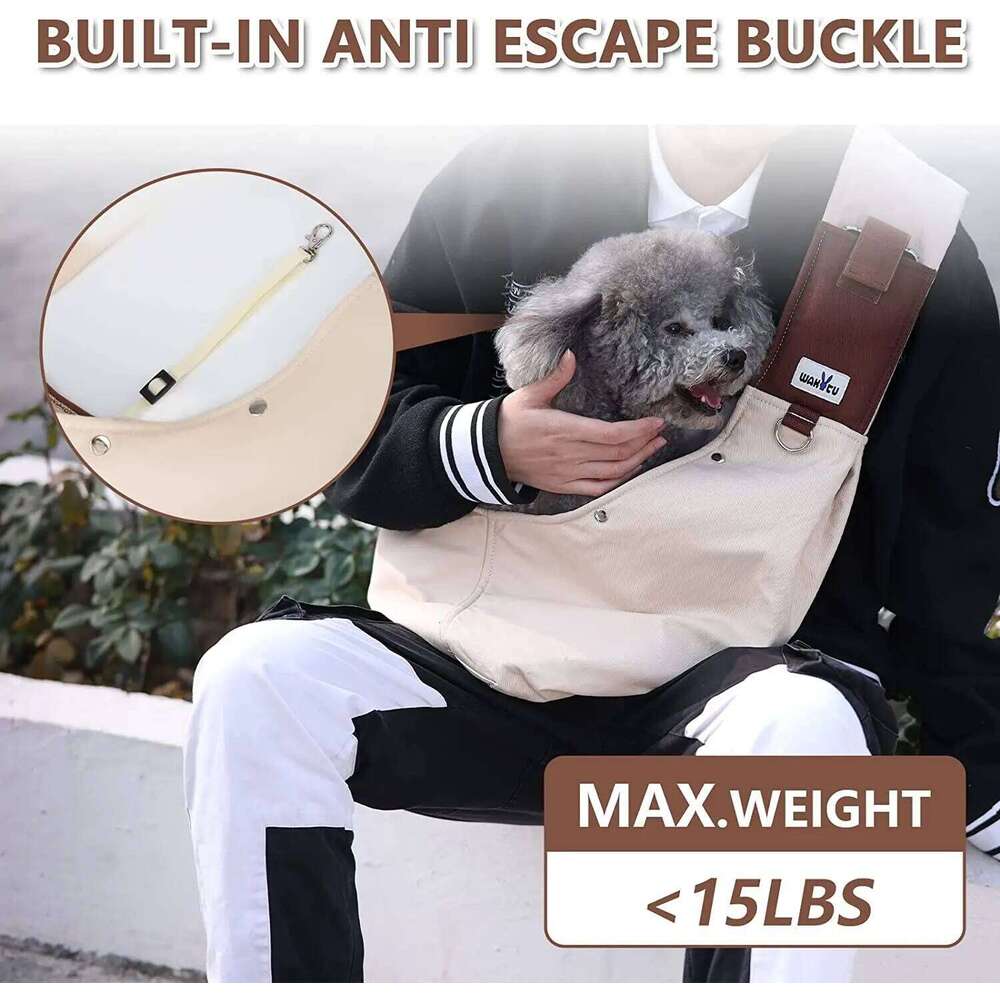 Wakytu Sling Small Dogs Reversible Front Dog Carrier with Adjustable Strap Hands Free Pet Papoose Bag for Travel 26H0130