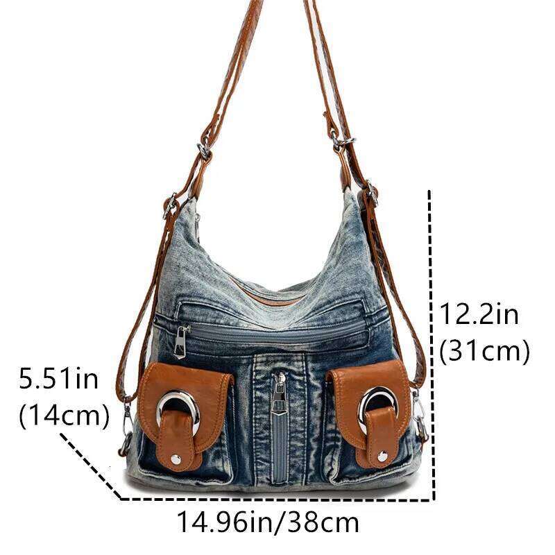 Denim Backpacks Shoulder Bag High Capacity Retro Fashion Canvas Crossbody Woman Bags Tote High Quality Sweet Cool Girl Versatile