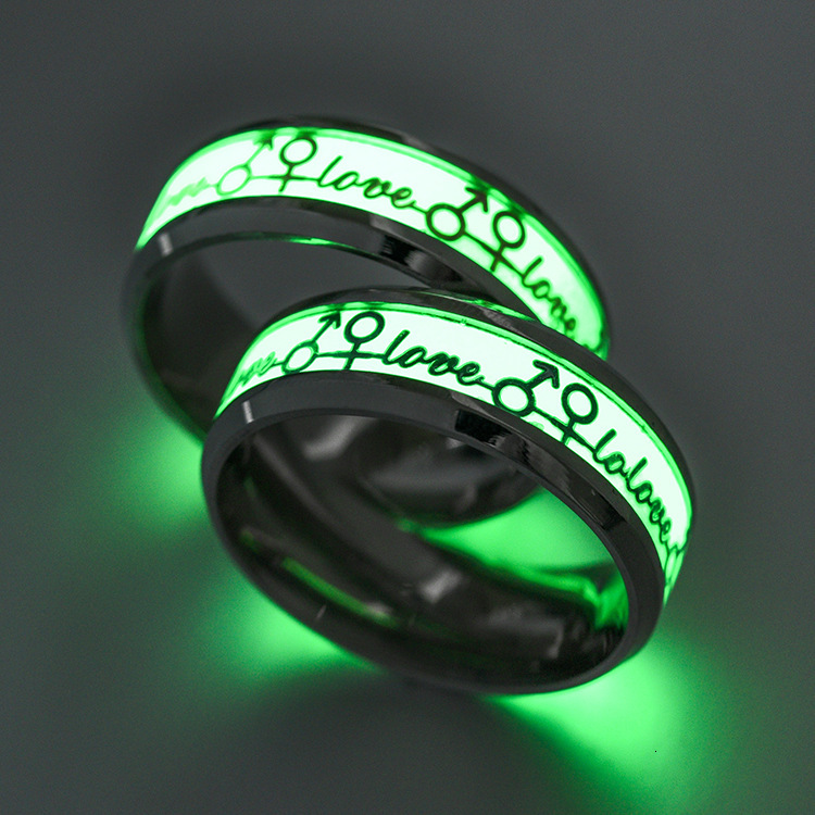 New Style Luminous LOVE Eternal Love Titanium Steel Ring Personalized Fluorescent Hand Jewelry Source Manufacturer