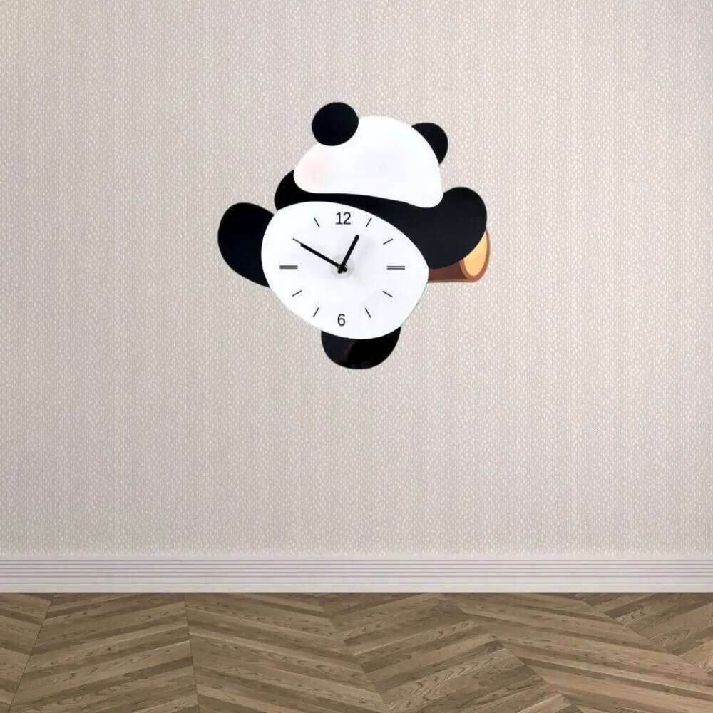 Fashion Cartoon Swinging Panda Wall Silent Animal Hanging Watch Wooden Time Accuracy Digital Clock ' Bedrooms W260130