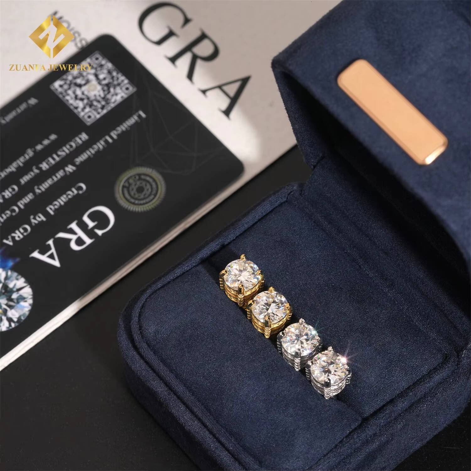 2Ct Round Brillianit Cut Screw Back Hip Hop Earring 925 Sterling Silver VVS Moissanite Iced Out Stud Earrings ReaDY Shipping