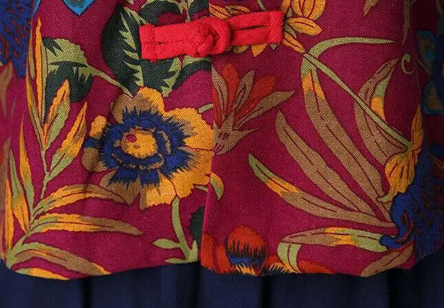 Mardi Hefxessdr Vintage Chinese Tang Dynasty Women Long Sleeve Jacket Republic Of China Autumn Cotton Hemp Button Mandarin Collar Qipao Coat