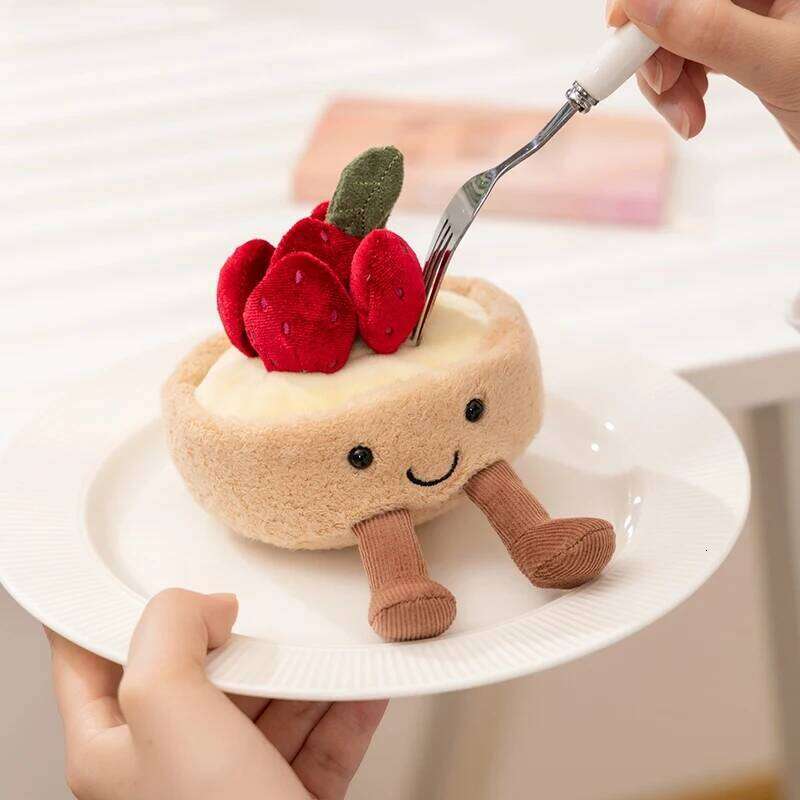 Cute Strawberry/Lemon Tart Plush Soft Stuffed Dessert Doll Kawaii Smiling Food Toy for Kids Birthday Xmas Gift Home Decor Y260128