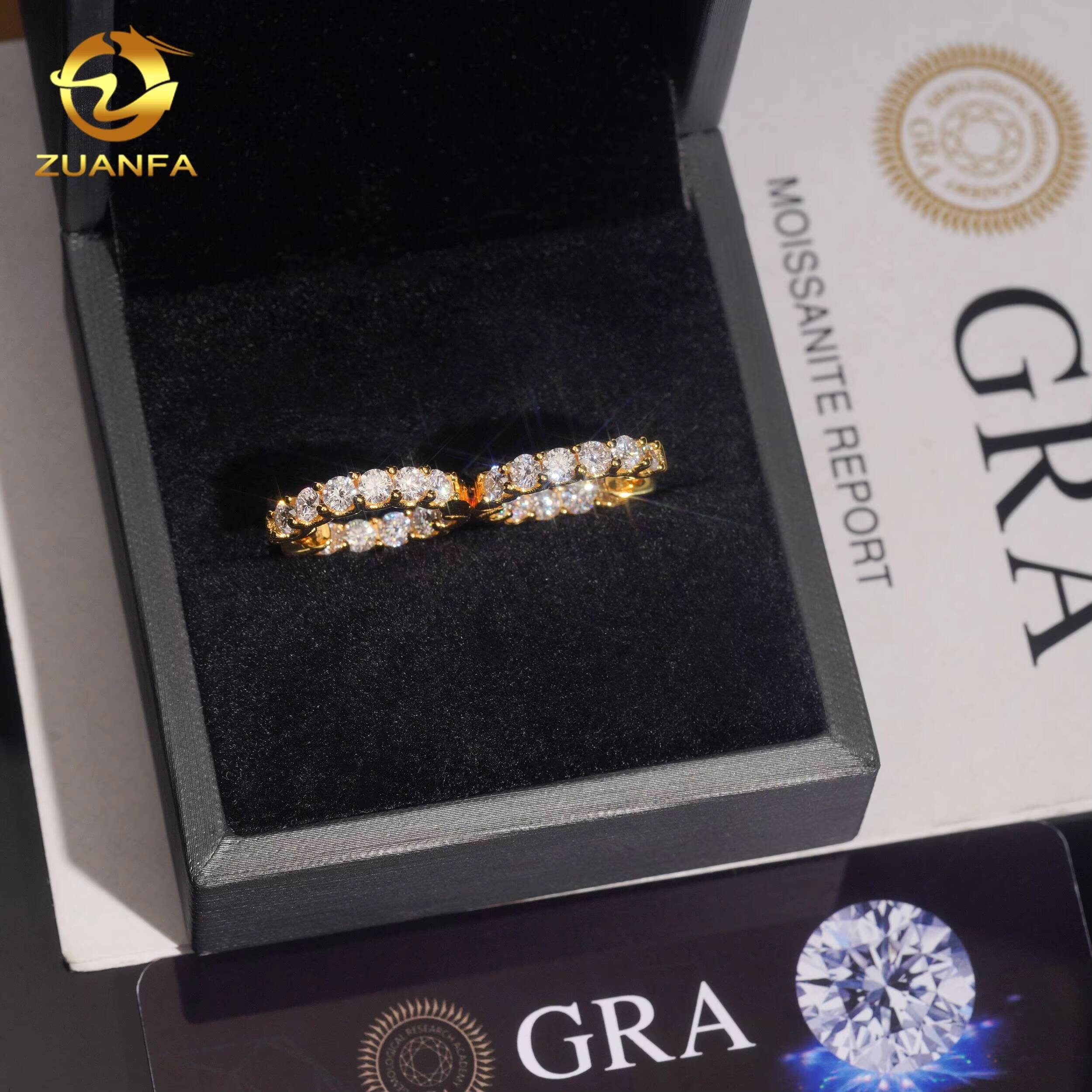 Hoop Earrings Women VVS Moissanite Jewelry Iced Out 18K White Gold Silver Rose Gold Plated Huggies Hip Hop Earrings