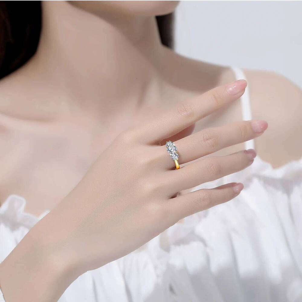 Yellow Gold Moissanite Rings for Women Total Is 2ct D Color VVS1Eternity Engagement Jewelry With Certificate Original Trend Gift XJ260130