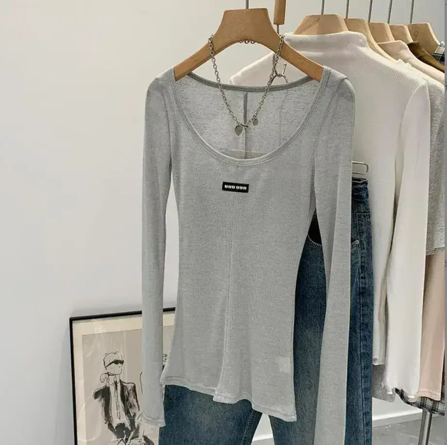 Women Sexy Shirts blouses Classic Letter Embroidery Lady Tee Party Banquet Trendy Girls Tops long sleeve designer clothing women's bottoming sh