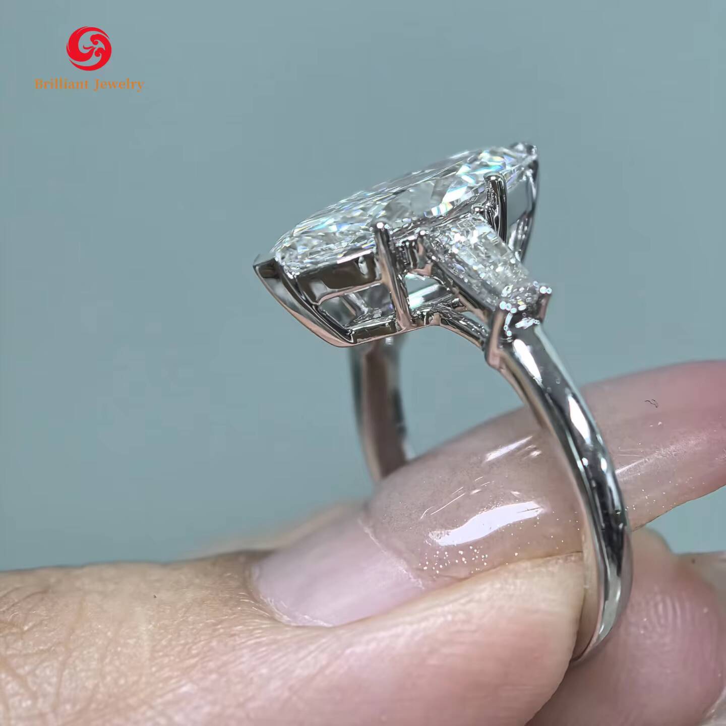 Custom Moissanite Ring 14k 18k Solid Gold 1ct 2ct Marquise Cut Moissanite Diamond Ring for Women Engagement Rings