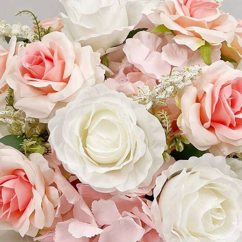 Pink White Aisle Floor Floral Arrangement Wedding Backdrop Arch Decor Hanging Rose Peony Orchid Hydrangea Flower Row Supplies Y260130