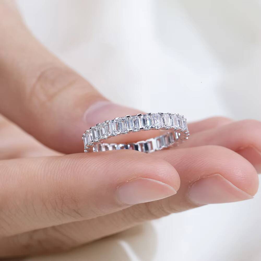 Ready to Ship MSR-1240 Trendy Design PT950 Eternity Ring Baguette Cut Lab Grown Diamond Ring