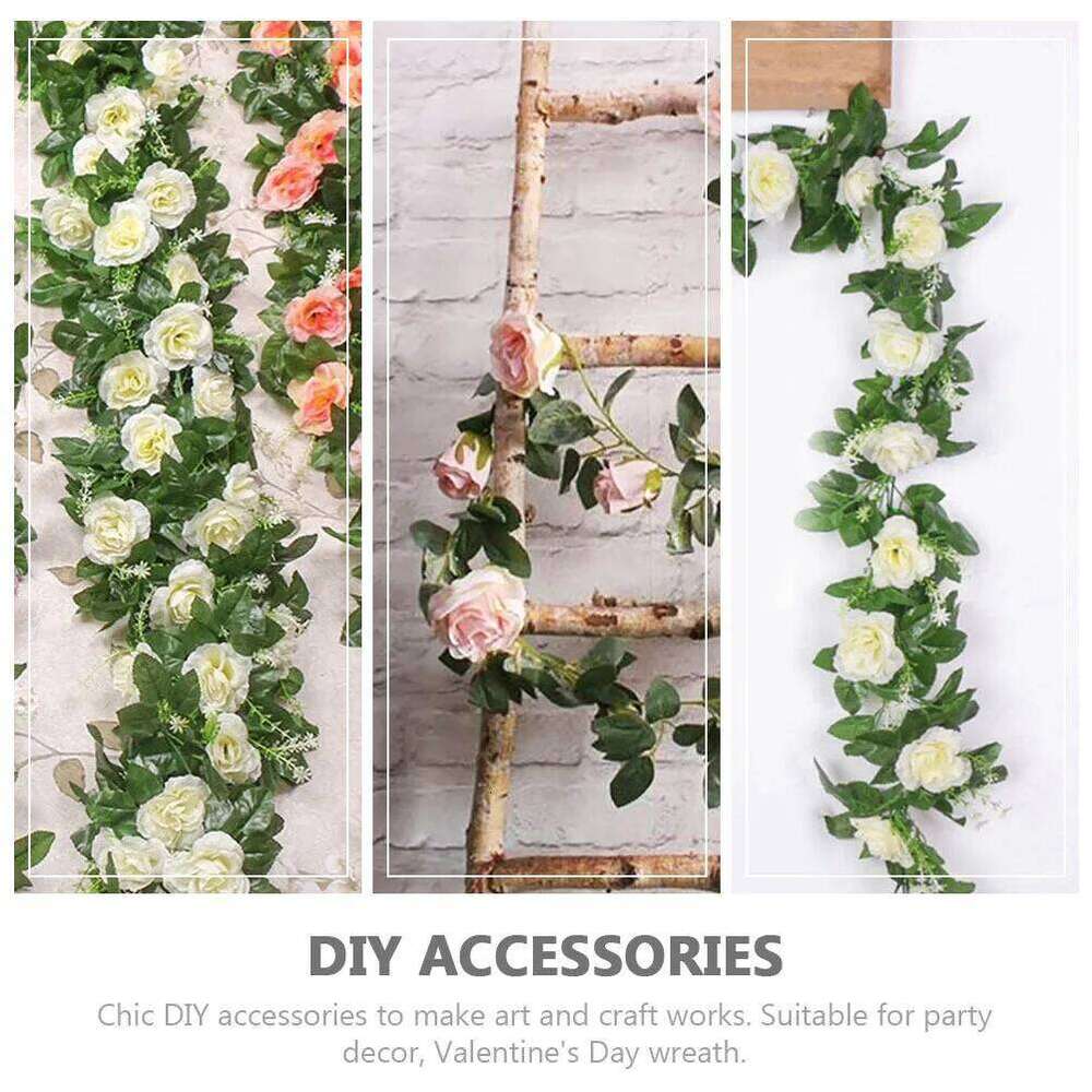 3Pcs Fake Flower Rattan Decoration Rose Vine Simulated Floral Garland for Party Wedding Valentine Day Photo Prop Accessory Y260130