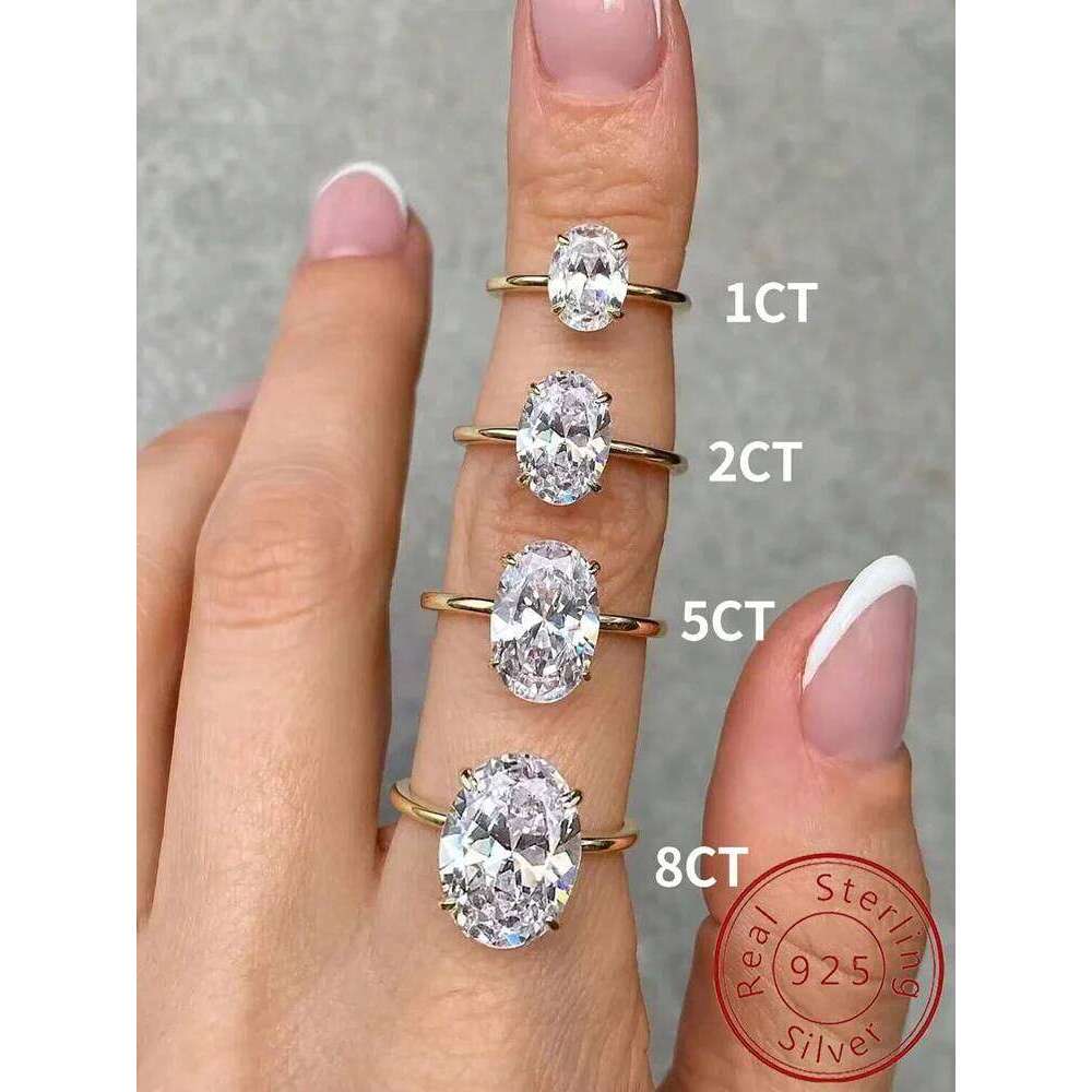 925 Sterling Silver 1-8CT Zircon Gorgeous Oval Stone Ring For Women Engagement Wedding Luxury High Quality Fine Jewelry XJ260130
