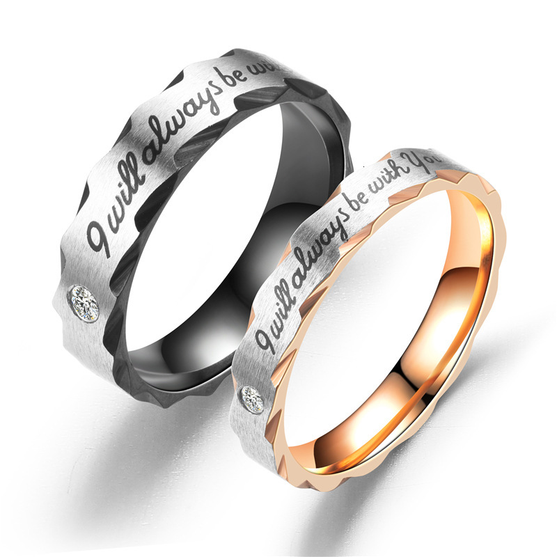 Classic Fashion Style Diamond-Studded Rose Gold Black LOVE Flower Claw Couple Rings Manufacturer