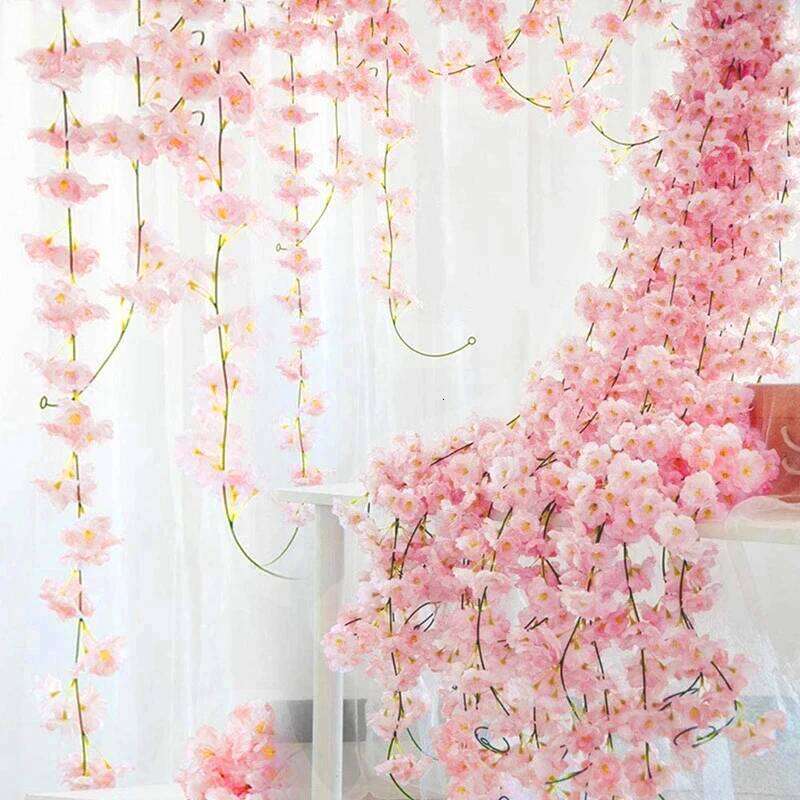 180CM Artificial Sakura Flowers Vine Wedding Garden Rose Arch Home Party Decoration Christmas Bridal Fake Silk Scrapbook Plants W260130