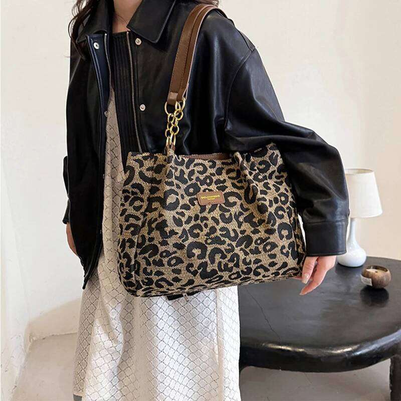 Women's Large Capacity Fashion Handbags Leopard Design Versatile Underarm & Shoulder Tote Female Shopper Bags Z260130