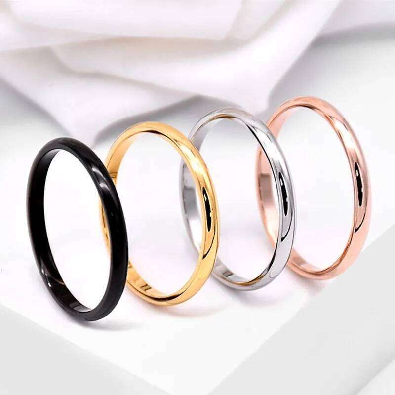 2mm Thin Stackable Stainless Steel Plain Band Knuckle Midi Ring for Women Girl Size 3-12 XJ260130