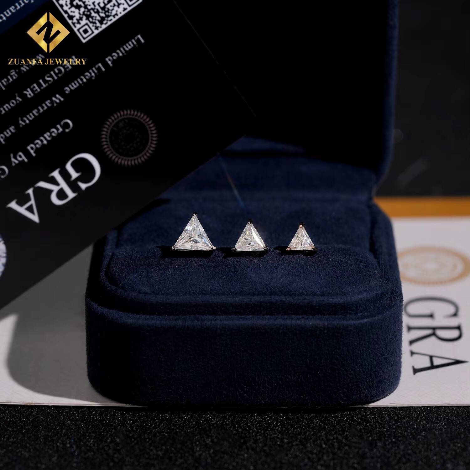 925 Sterling Silver Triangle Cut Stud Earring VVS Moissanite Iced Out Stud Earring Past Diamond Test Moissanite Stud Earring