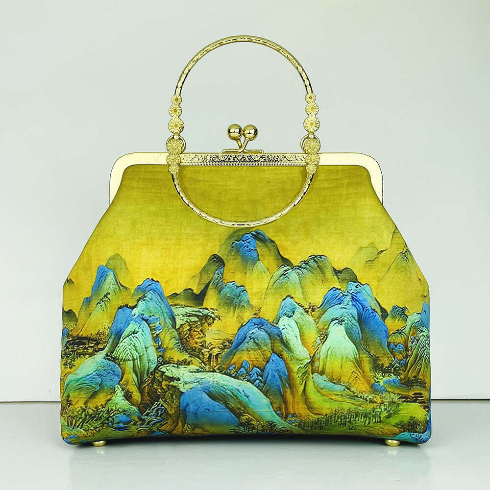 Thousands Miles Of Rivers And Mountains Only This Green Finished Hanfu Cheongsam Chinese Style Versatile Crossbody Shoulder Handbag Women's Bag M