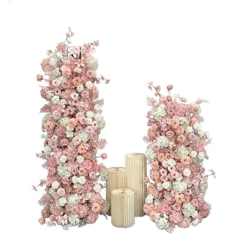 5D light pink Rose Babys breath Hydrangea Wedding Backdrop Arch KT Board Decor Floral Arrangement Sofa Table Runner Event Props Y260130