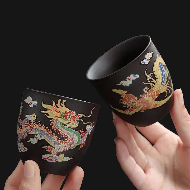 1Pcs Dragon And Phoenix Temperature Change Purple Sand Changes Color In Hot Water Household Tea Cup