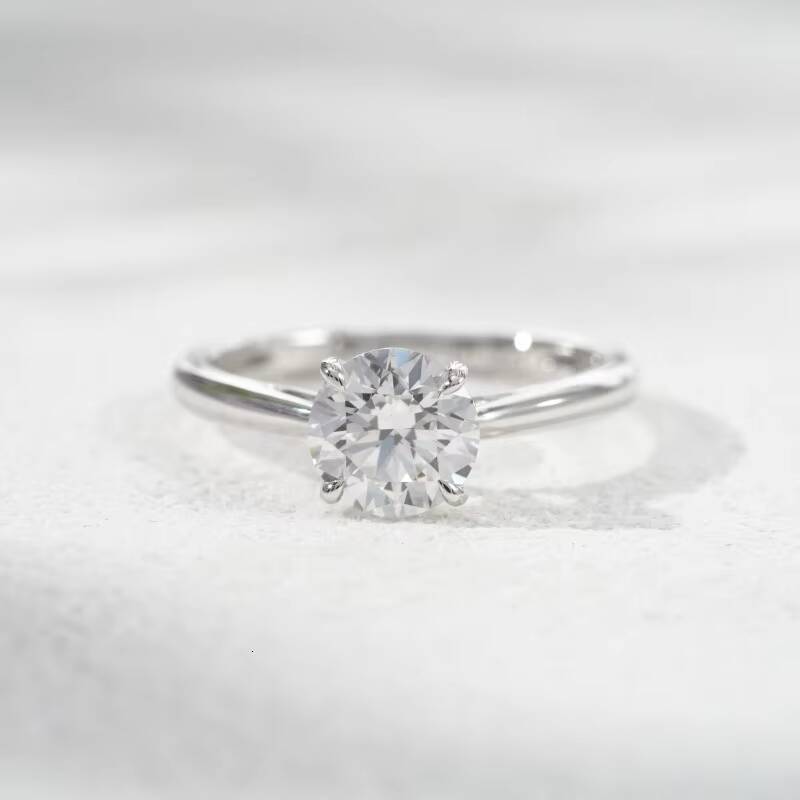 10K White Gold Lab Diamond Ring 65mm 1ct Round Cut HPHT CVD DEF VS Lab Grown Diamond With Jewelry IGI Certificate Gold Ring