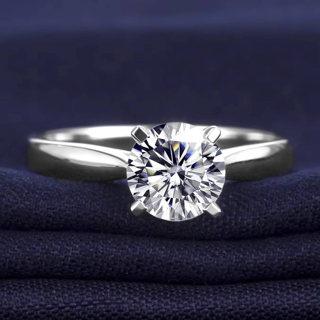 Stock Diamond Jewelry MSR-257 Engagement Ring 18k White Gold Solitaire Diamond Ring Round Cut Lab Grown Diamond Ring