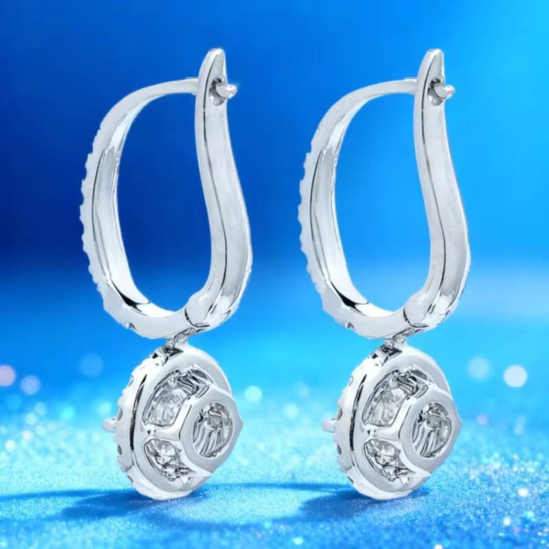 Fine Womens Round Brilliant Cut Lab Grown Diamond Dangle Earrings 18K Solid Gold 3g Wholesale