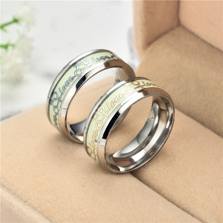 New Style Luminous LOVE Eternal Love Titanium Steel Ring Personalized Fluorescent Hand Jewelry Source Manufacturer