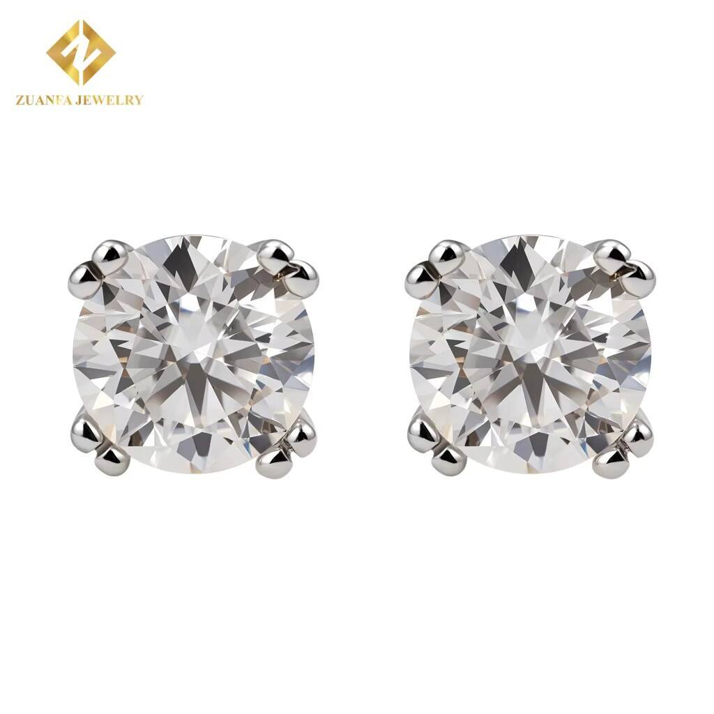 925 Sterling Silver Luxury Women Men VVS Moissanite Ear Stud 5mm 6mm 7mm 4 Prong Diamond Stud Earrings Pass Diamond Tester