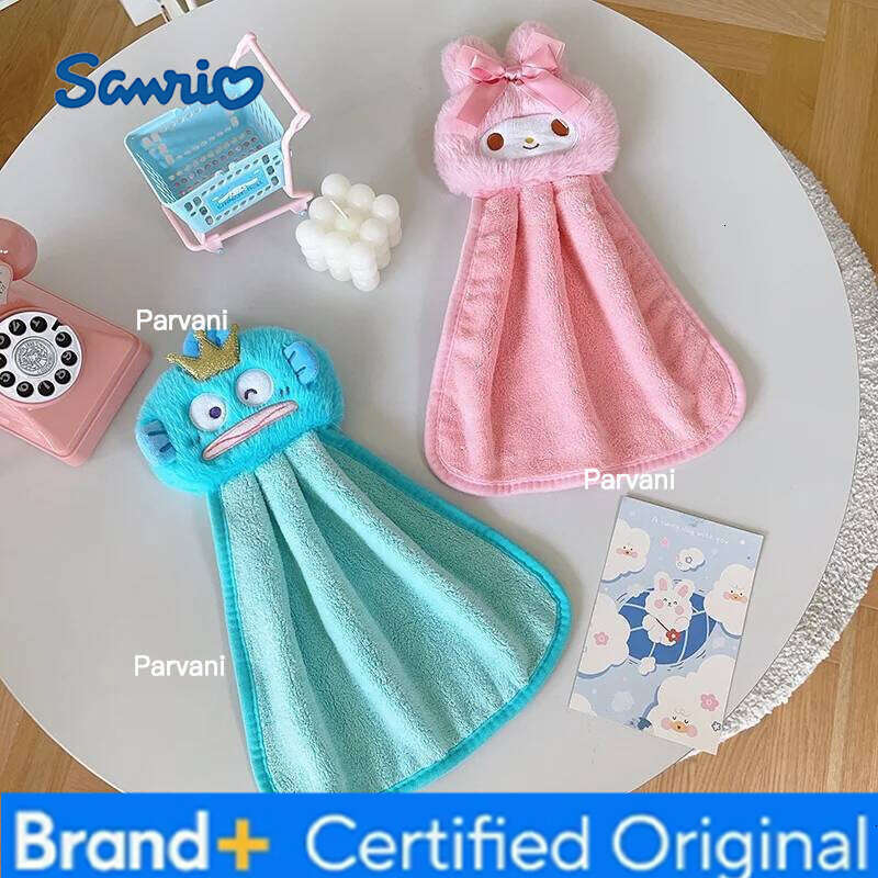 Sanrio Cute My Melody Hangyodon Towels Home Bathroom Kitchen with Hanging Loop Thickened Speed Dry Absorbent Hand Cloth H260130
