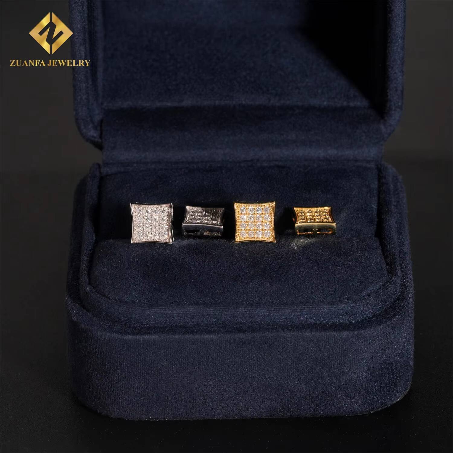 Ready to Ship Wholesale Hip Hop Jewelry Ear Studs VVS Moissanite Diamond 925 Sterling Silver Iced Out Stud Earring Men Women