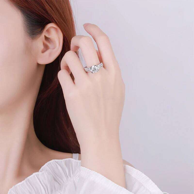 NeeTim 2ct 3ct 5ct D VVS1 Moissanite Wedding Ring For Women 925 Sterling Silver Band Lab Diamond Bands Engagement Rings XJ260130
