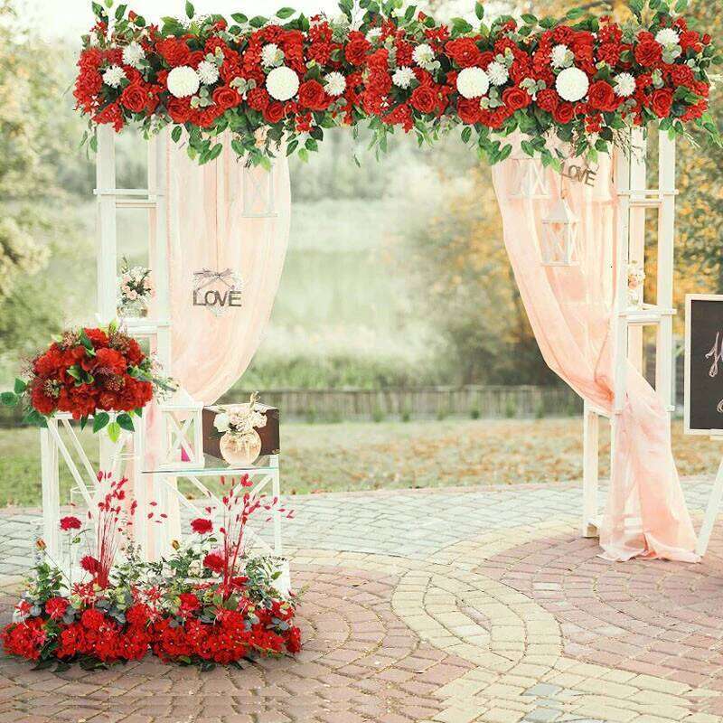 50/100CM Silk Peonies Rose Artificial Floral Row Decor Marriage Iron Arch Backdrop DIY Wedding Flower Wall Arrangement Supplies Y260130