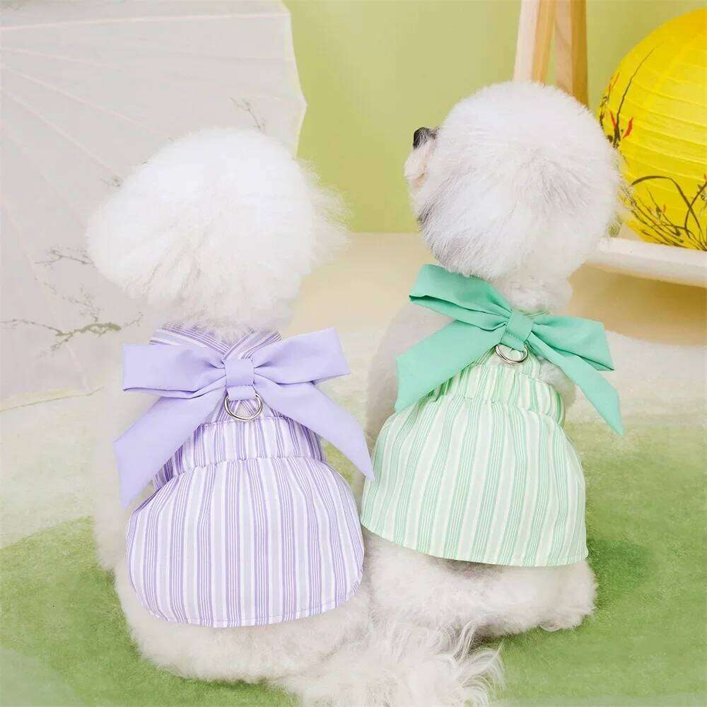 Summer Puppy Striped Suspender Skirt Cute Dress Pet Costume Chihuahua Bichon Yorkie Clothing Dog Vest H260129