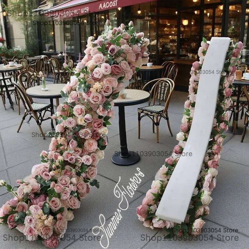 5D Luxury Artificial Flowers Wedding Decoration Table Long Runner Flower Row Floral Backdrop Arrangement Wall Arch Decor props Y260130