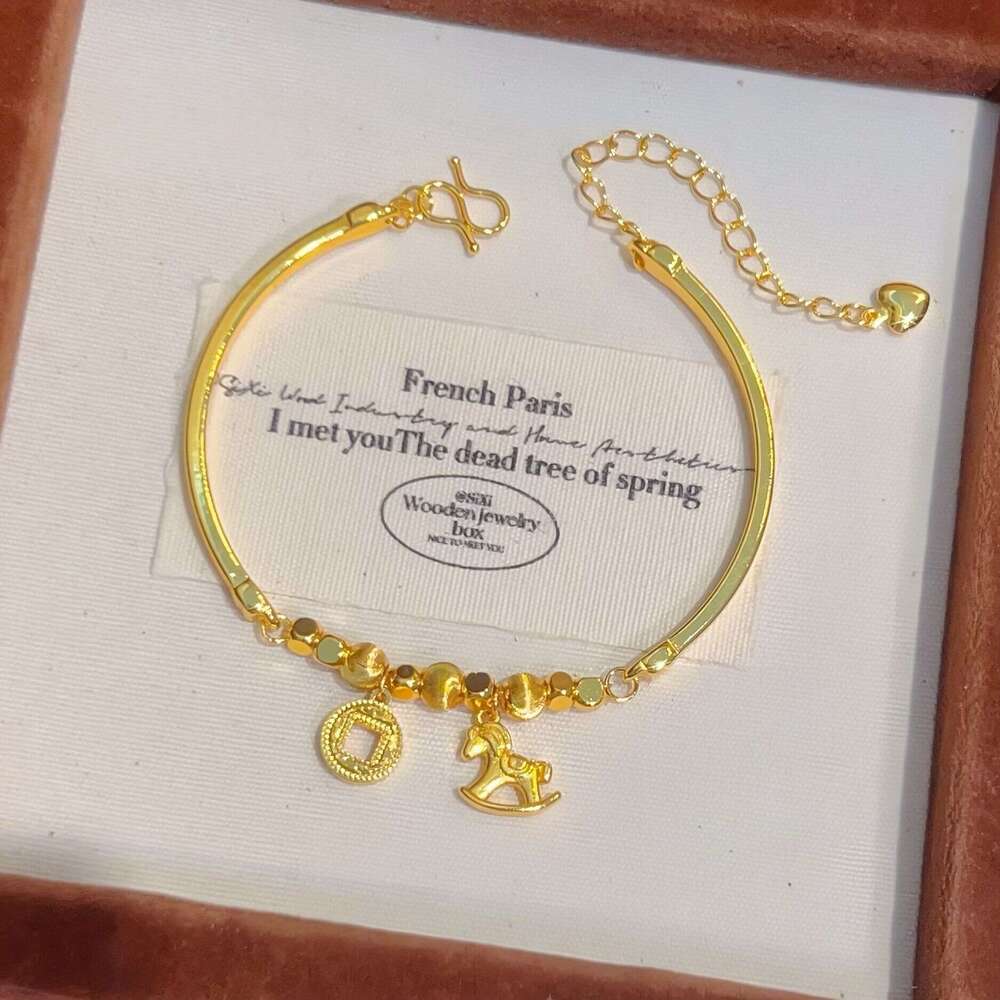 Store Same Style Sand Gold Sparkling Instant Wealth Necklace for Women, Light Luxury Niche Design, Crushed Ice Trojan Horse Copper Coin Choker