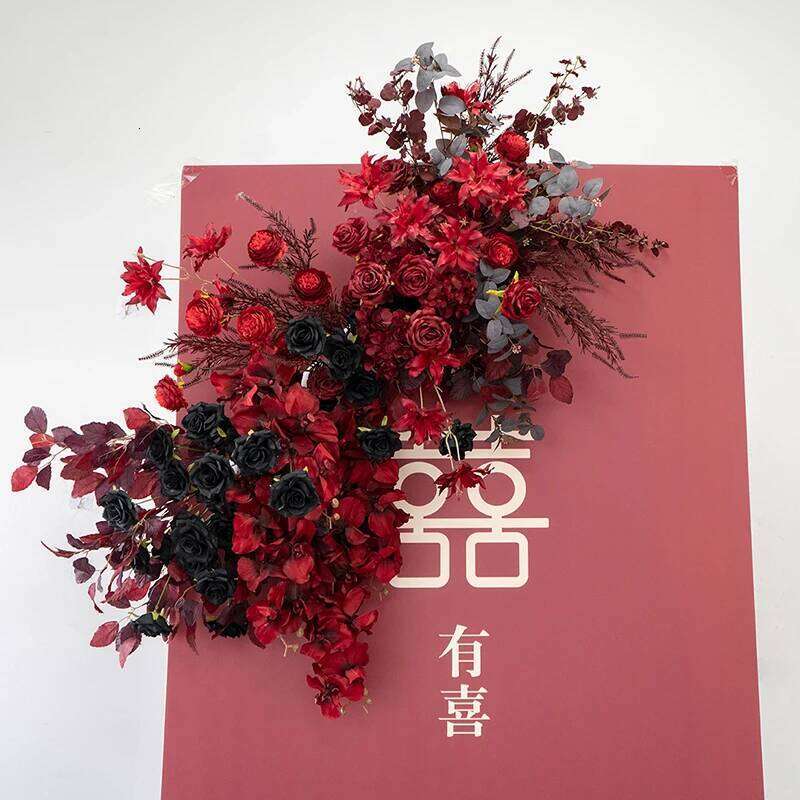 New Red Rose Peony Artificial Hanging Row Wedding Arch Backdrop Decor Corner Flower Road Lead Floral Party Stage Props Y260130