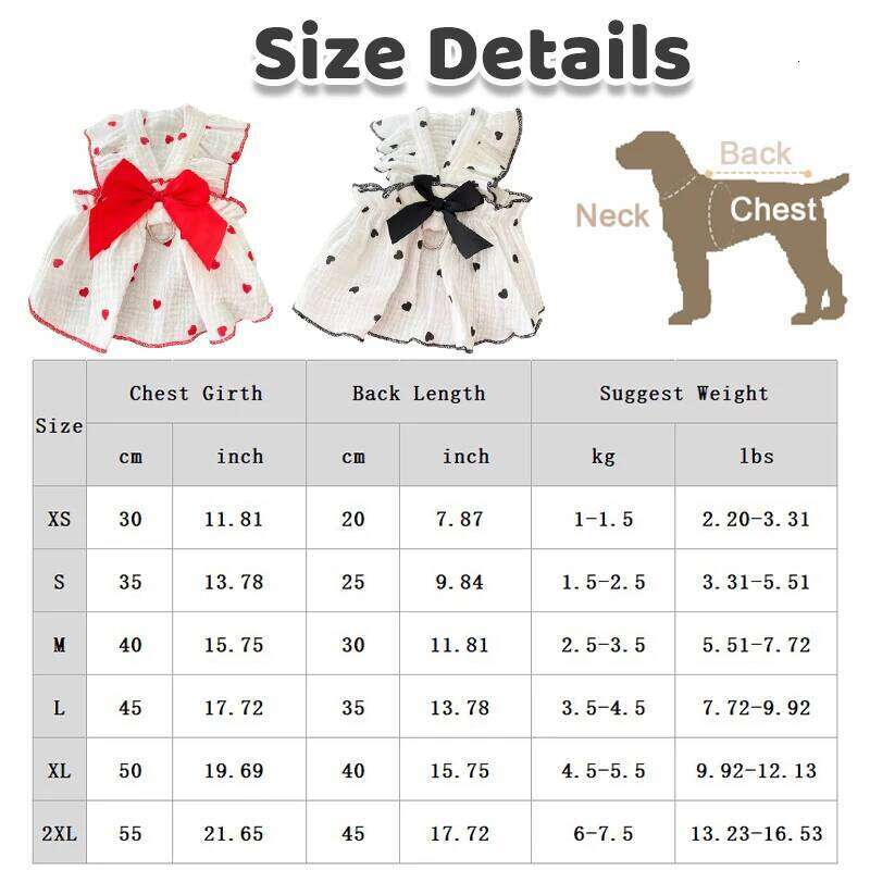 Luxury Clothes Heart Print Bow Chihuahua Sweet Skirts Puppy for Girl Dog Cat Princess Dress Pet Costume Bichon H260129