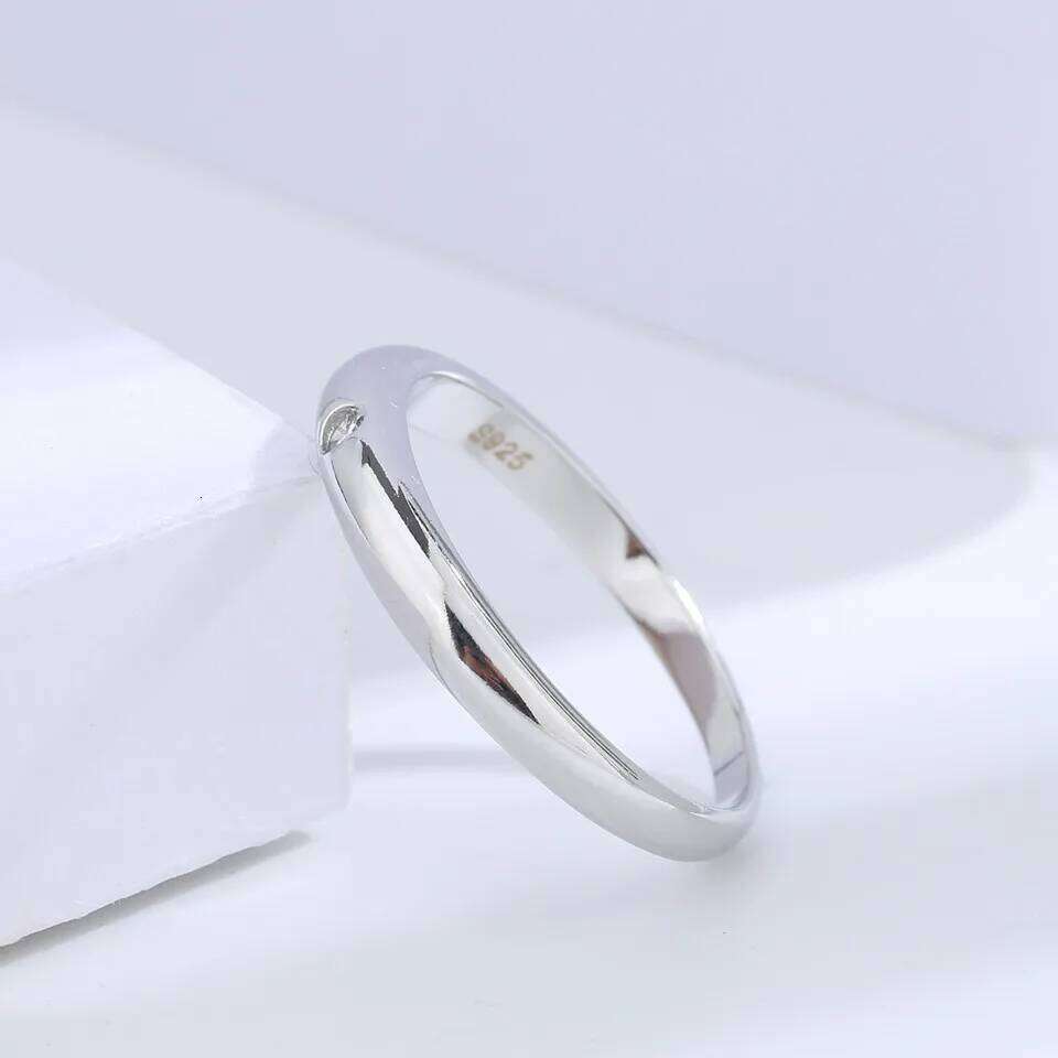 Buyee 925 Sterling Silver Thin Finger Light White Zircon Ring For Woman Man Fashion Wedding Fine Jewelry Circle with Box XJ260130