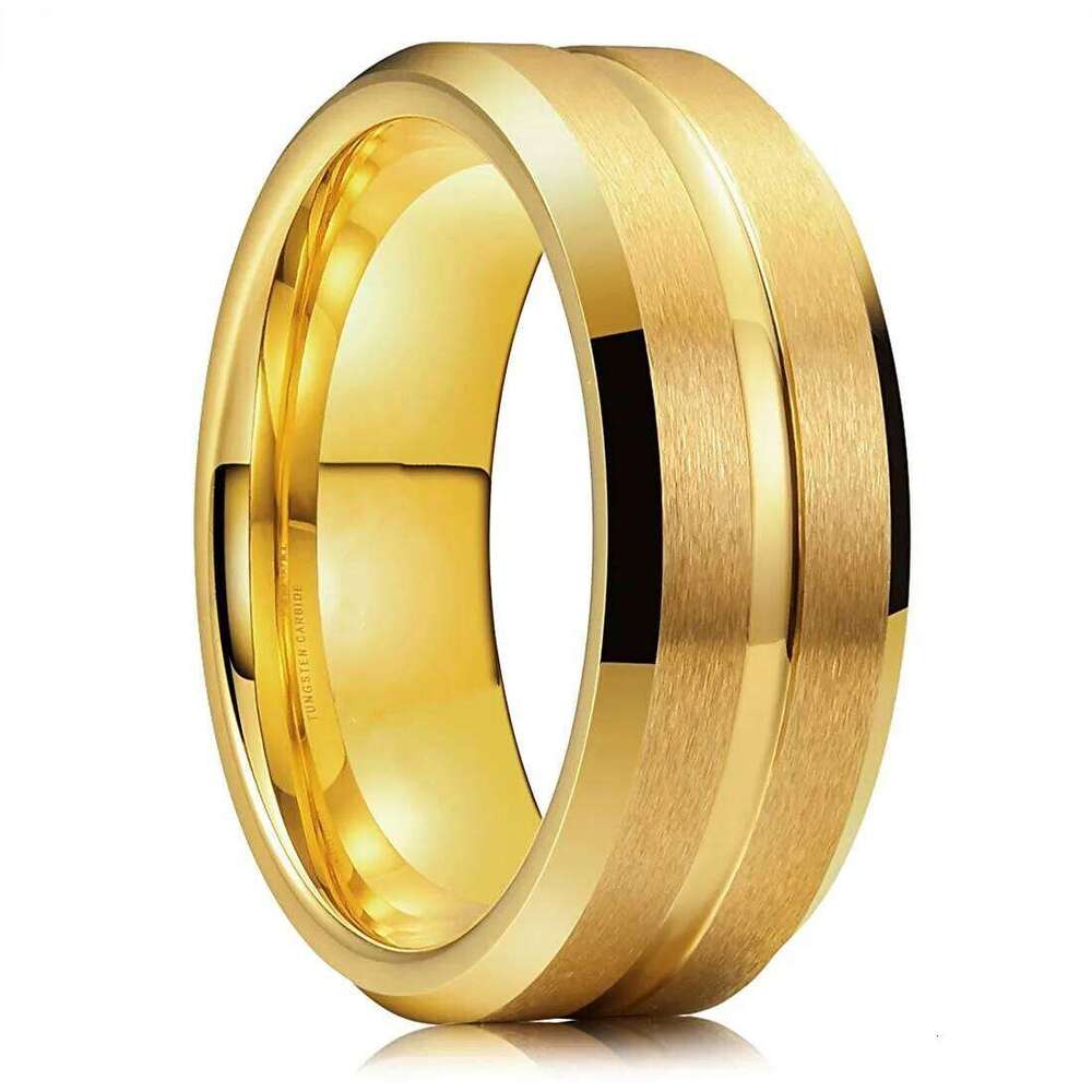 Fashion 8mm Tungsten Wedding Band Rings Black Groove Beveled Edge Engagement Ring for Men's Valentine Gifts Jewelry XJ260130