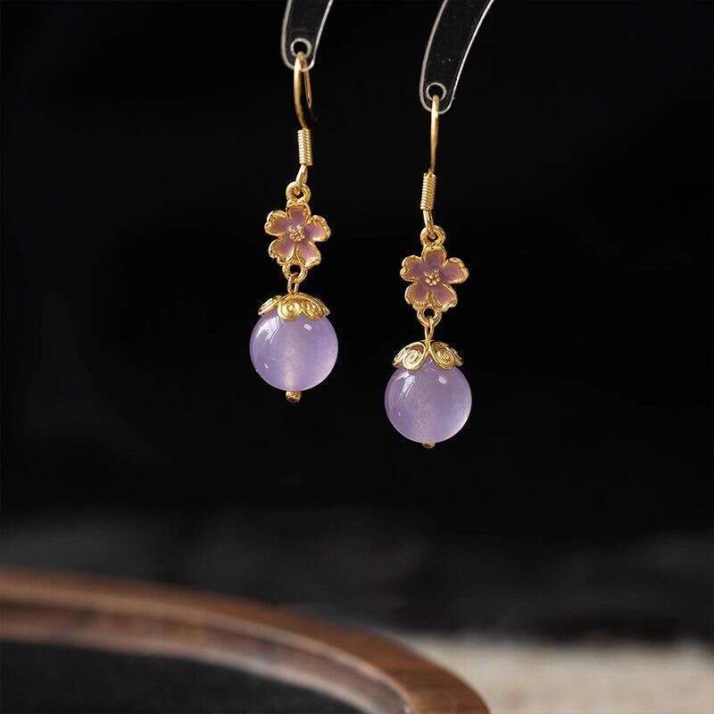 Misty Rain Jiangnan Purple New National Accessories for Women Water Drop Vintage Ear Clips Chinese Style Non-Pierced Earrings