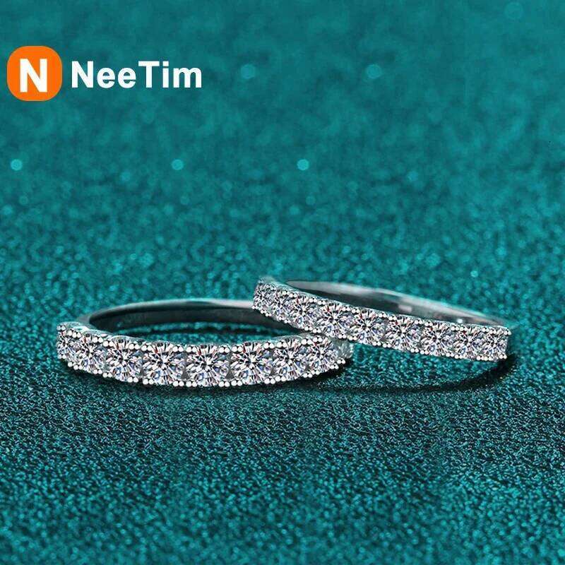 NeeTim 2.5mm 3mm Full Moissanite for Woman Wedding Jewelry 925 Sterling Silver Diamond Rings Engagement Promise Band Gifts XJ260130