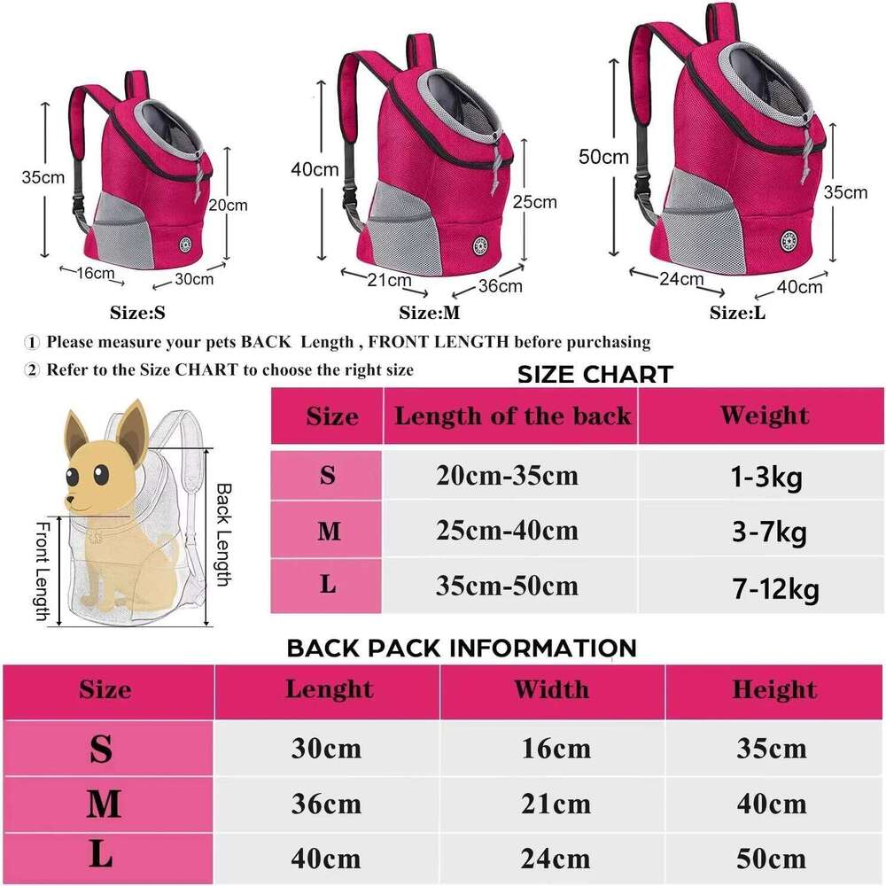 Dog Carrier Backpack Hands-Free Pet Shoulder for Bike Riding Outdoor Hiking Secure Comfortable Travel Camping Bag 26H0130