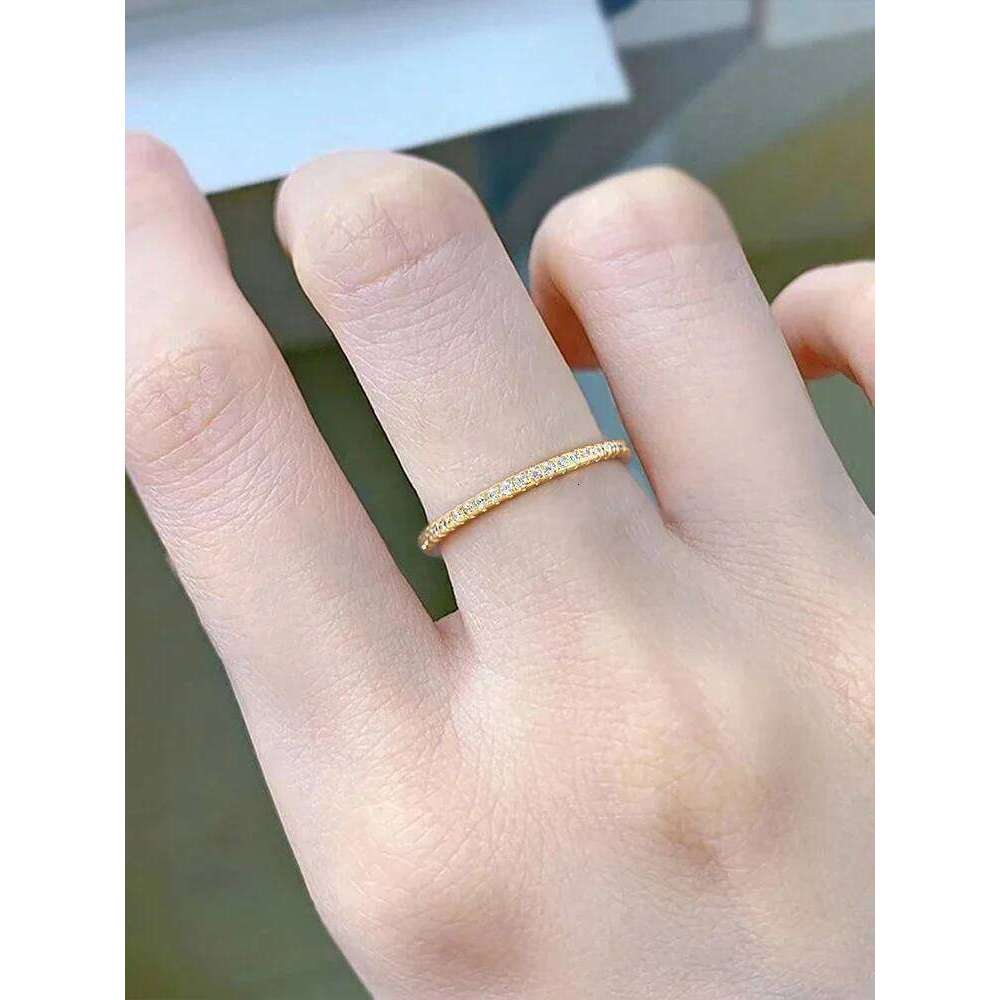 925 Sterling Silver 1.4mm Fashion Simplicity Full Zircon Stackable Plain Ring For Women Daily Party Personalized Fine Jewelry XJ260130